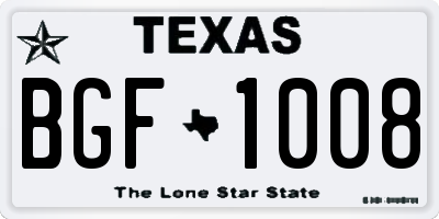 TX license plate BGF1008