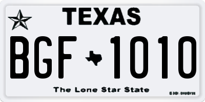 TX license plate BGF1010