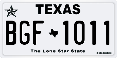TX license plate BGF1011