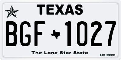 TX license plate BGF1027