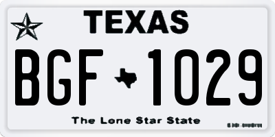 TX license plate BGF1029