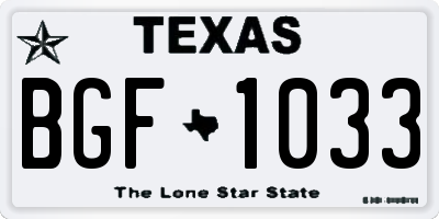 TX license plate BGF1033
