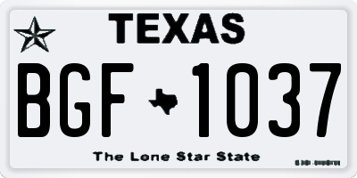 TX license plate BGF1037