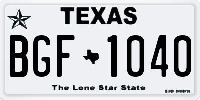 TX license plate BGF1040
