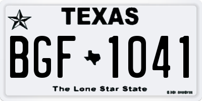 TX license plate BGF1041