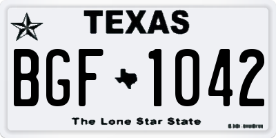 TX license plate BGF1042