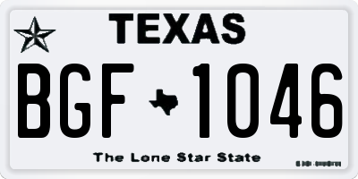 TX license plate BGF1046