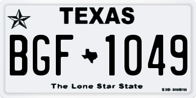 TX license plate BGF1049