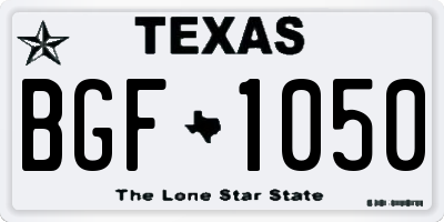 TX license plate BGF1050