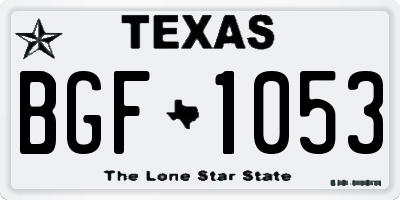 TX license plate BGF1053