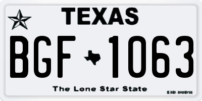 TX license plate BGF1063