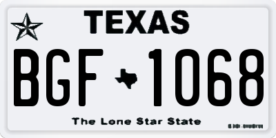 TX license plate BGF1068