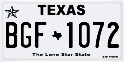 TX license plate BGF1072