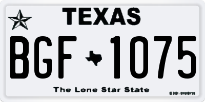 TX license plate BGF1075