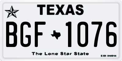 TX license plate BGF1076