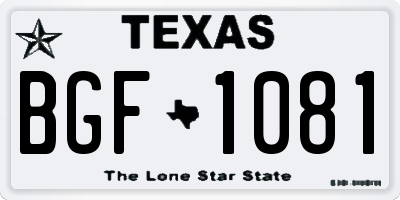 TX license plate BGF1081