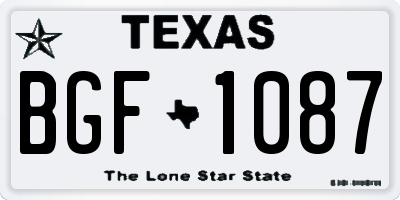 TX license plate BGF1087