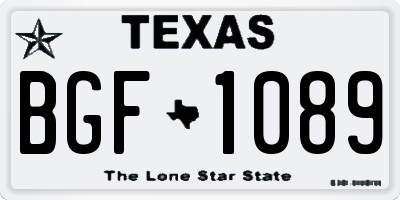 TX license plate BGF1089