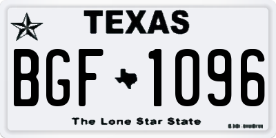 TX license plate BGF1096