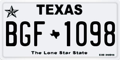 TX license plate BGF1098