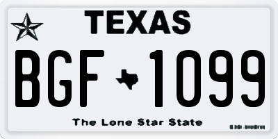 TX license plate BGF1099