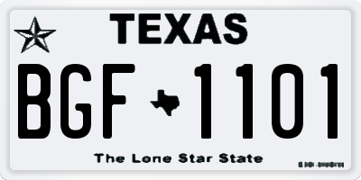 TX license plate BGF1101