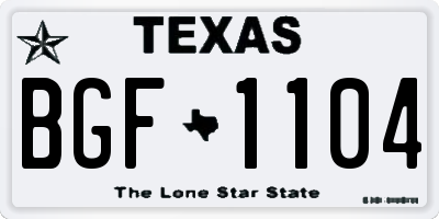 TX license plate BGF1104