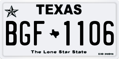 TX license plate BGF1106
