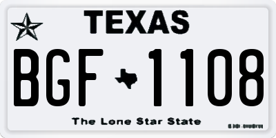 TX license plate BGF1108