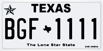 TX license plate BGF1111