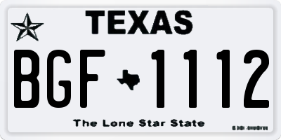 TX license plate BGF1112