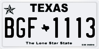 TX license plate BGF1113