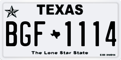 TX license plate BGF1114