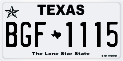 TX license plate BGF1115