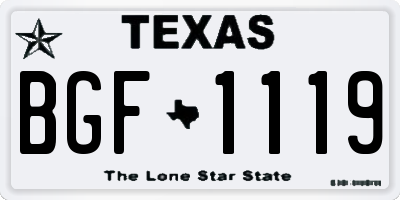 TX license plate BGF1119