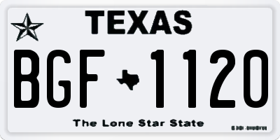 TX license plate BGF1120