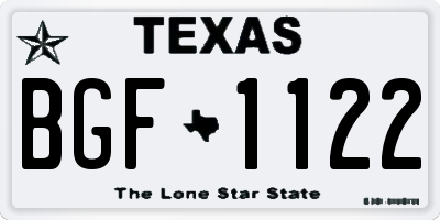 TX license plate BGF1122