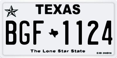 TX license plate BGF1124