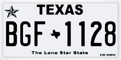 TX license plate BGF1128