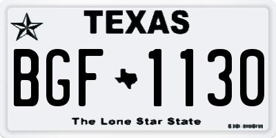 TX license plate BGF1130