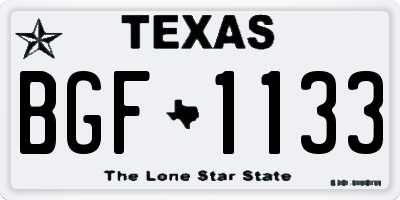TX license plate BGF1133