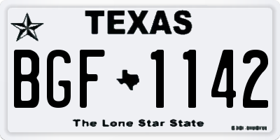 TX license plate BGF1142