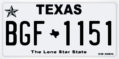 TX license plate BGF1151