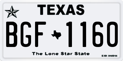 TX license plate BGF1160