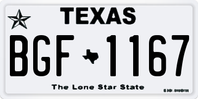 TX license plate BGF1167