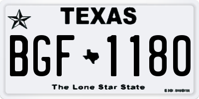 TX license plate BGF1180