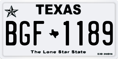 TX license plate BGF1189