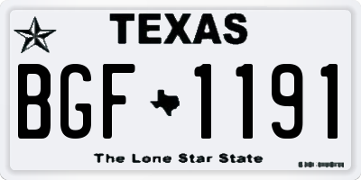 TX license plate BGF1191