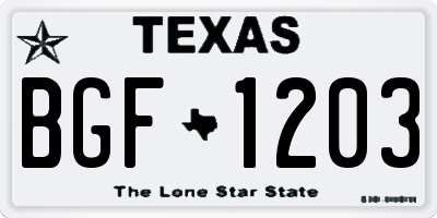 TX license plate BGF1203