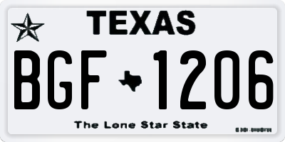 TX license plate BGF1206